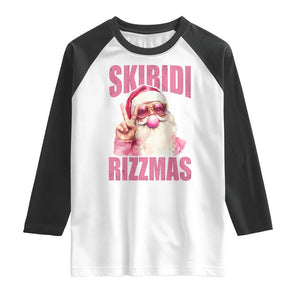 Funny Xmas Raglan Shirt Skibidi Rizzmas Pink Santa Bubble Gum TS09 White Black Print Your Wear