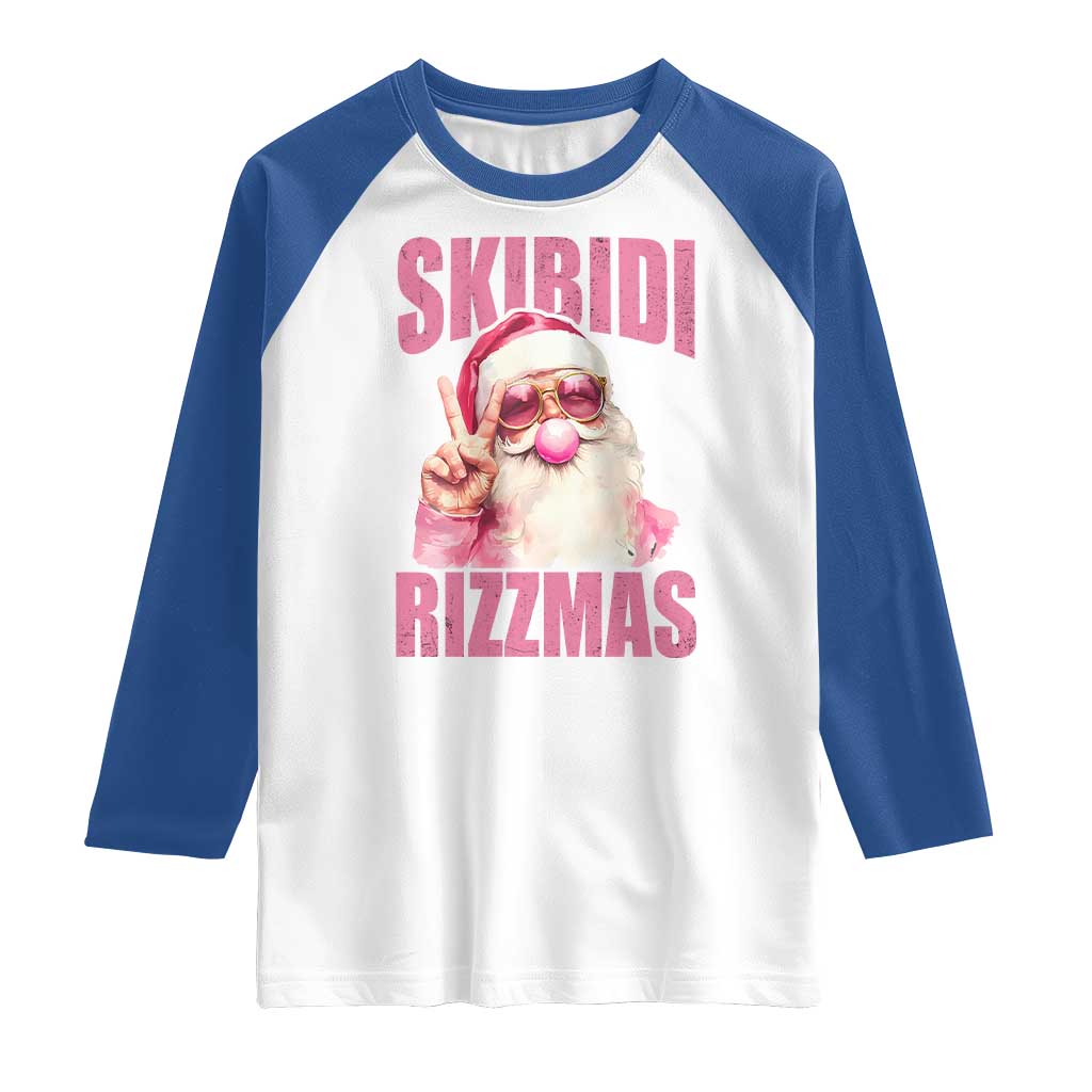 Funny Xmas Raglan Shirt Skibidi Rizzmas Pink Santa Bubble Gum TS09 White Royal Print Your Wear