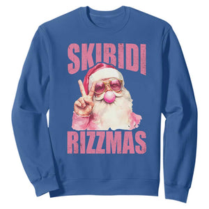Funny Xmas Sweatshirt Skibidi Rizzmas Pink Santa Bubble Gum TS09 Royal Blue Print Your Wear