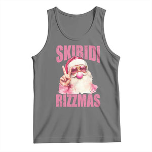 Funny Xmas Tank Top Skibidi Rizzmas Pink Santa Bubble Gum TS09 Black Heather Print Your Wear