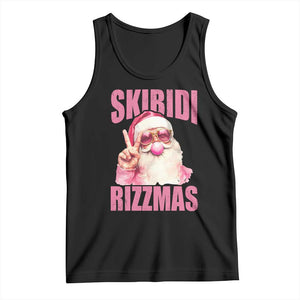 Funny Xmas Tank Top Skibidi Rizzmas Pink Santa Bubble Gum TS09 Black Print Your Wear