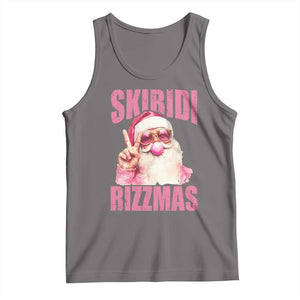 Funny Xmas Tank Top Skibidi Rizzmas Pink Santa Bubble Gum TS09 Deep Heather Print Your Wear