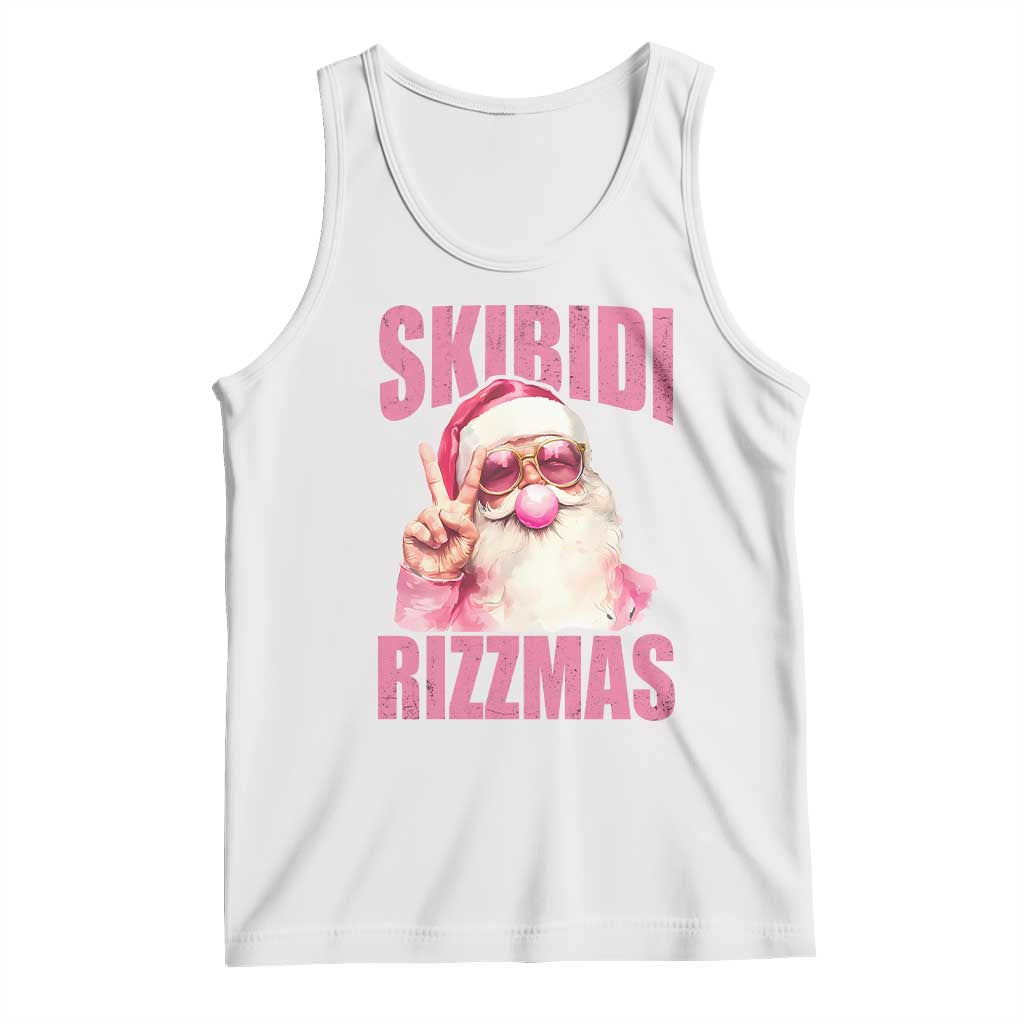 Funny Xmas Tank Top Skibidi Rizzmas Pink Santa Bubble Gum TS09 White Print Your Wear