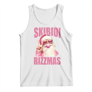 Funny Xmas Tank Top Skibidi Rizzmas Pink Santa Bubble Gum TS09 White Print Your Wear