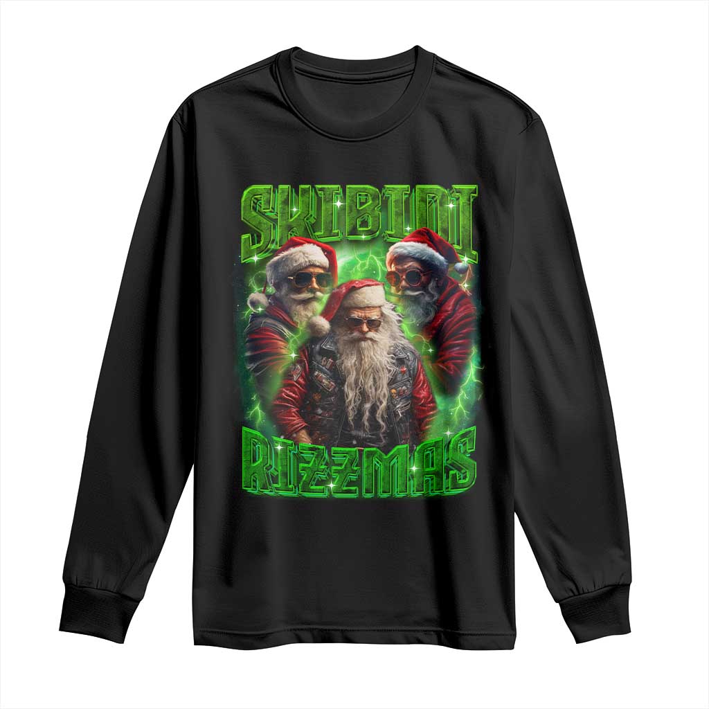 Funny Xmas Long Sleeve Shirt Skibidi Rizzmas Cool Santa Rizz TS09 Black Print Your Wear