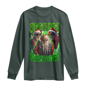 Funny Xmas Long Sleeve Shirt Skibidi Rizzmas Cool Santa Rizz TS09 Dark Forest Green Print Your Wear