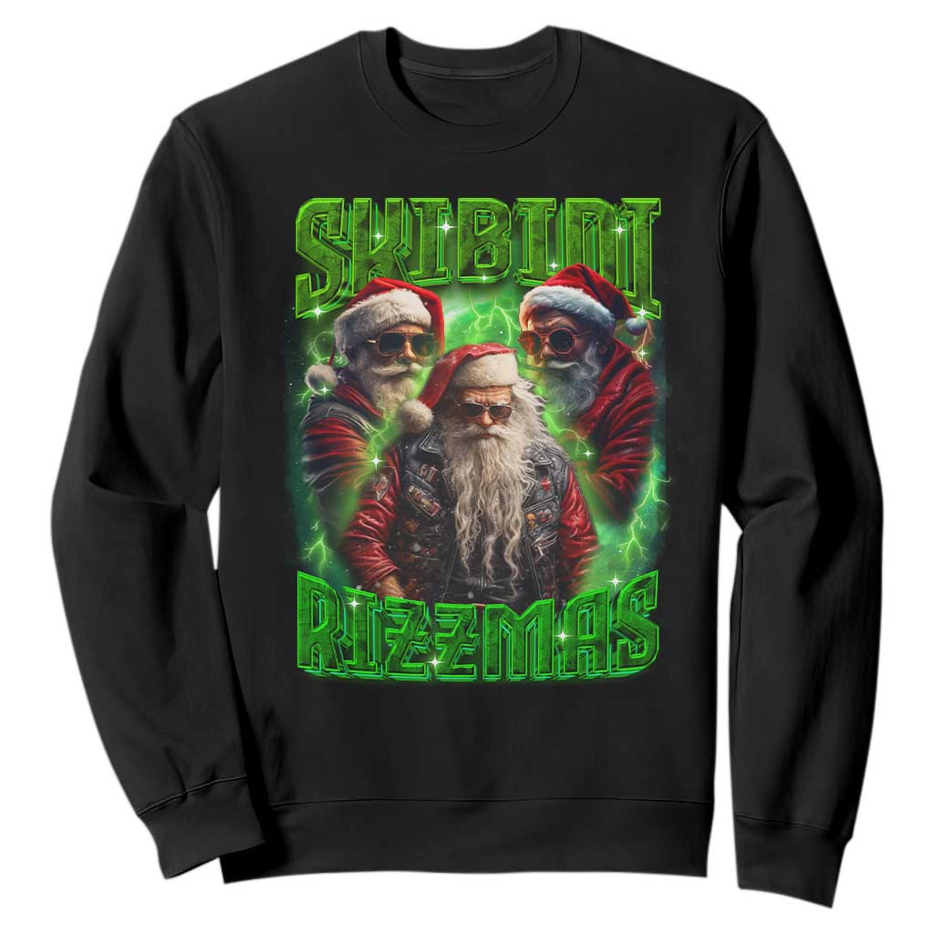 Funny Xmas Sweatshirt Skibidi Rizzmas Cool Santa Rizz TS09 Black Print Your Wear