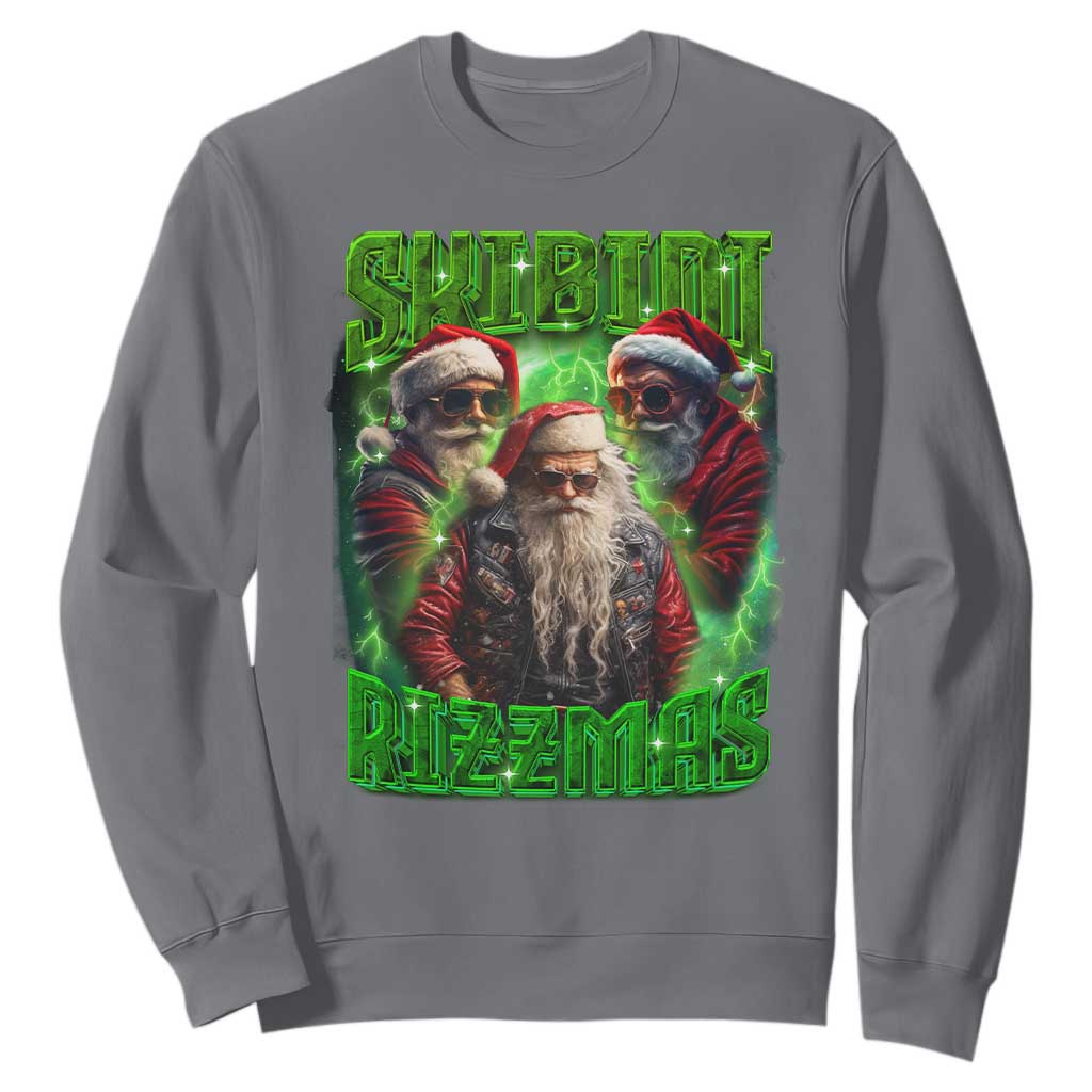 Funny Xmas Sweatshirt Skibidi Rizzmas Cool Santa Rizz TS09 Charcoal Print Your Wear