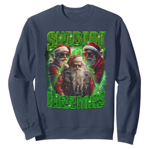 Funny Xmas Sweatshirt Skibidi Rizzmas Cool Santa Rizz TS09 Navy Print Your Wear