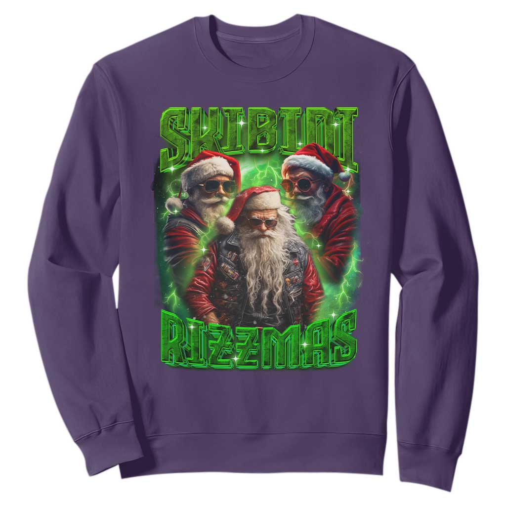 Funny Xmas Sweatshirt Skibidi Rizzmas Cool Santa Rizz TS09 Purple Print Your Wear