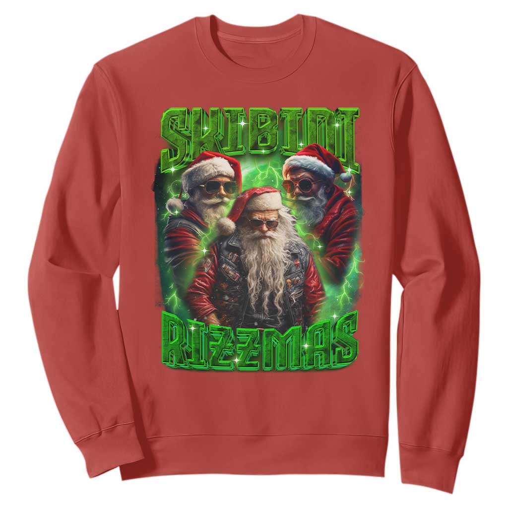 Funny Xmas Sweatshirt Skibidi Rizzmas Cool Santa Rizz TS09 Red Print Your Wear