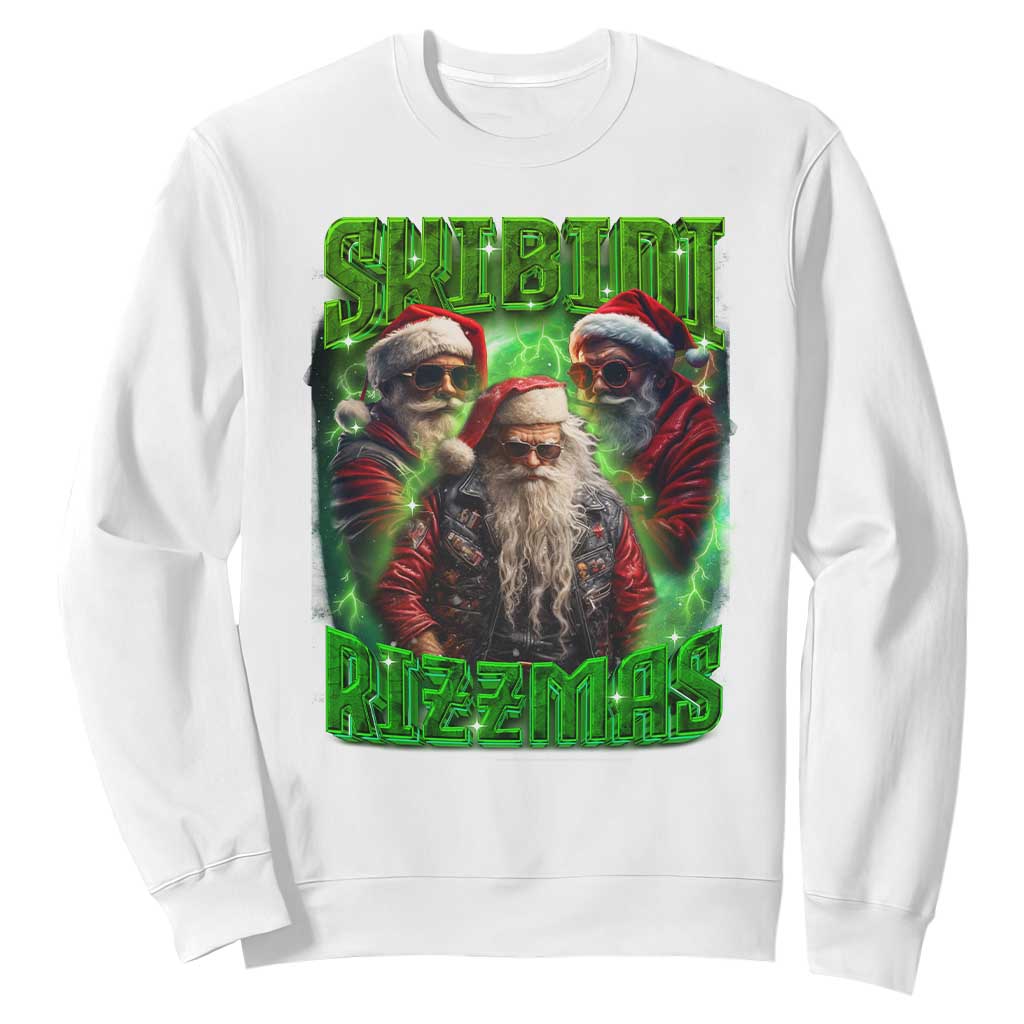 Funny Xmas Sweatshirt Skibidi Rizzmas Cool Santa Rizz TS09 White Print Your Wear