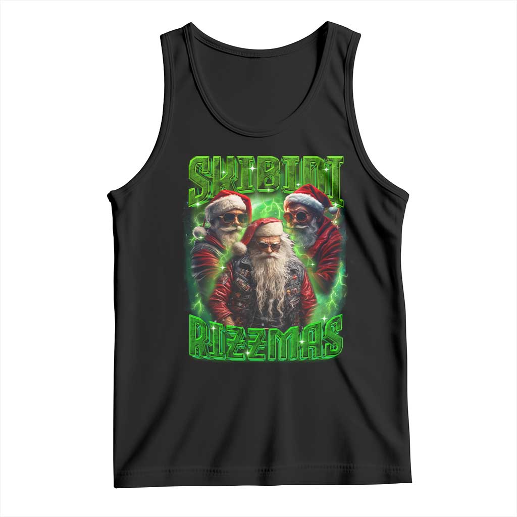 Funny Xmas Tank Top Skibidi Rizzmas Cool Santa Rizz TS09 Black Print Your Wear