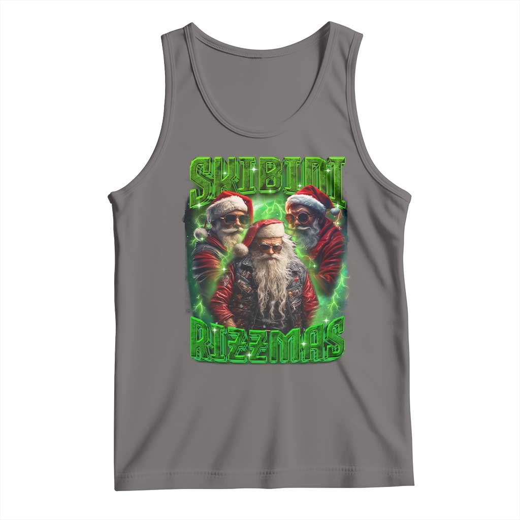 Funny Xmas Tank Top Skibidi Rizzmas Cool Santa Rizz TS09 Deep Heather Print Your Wear