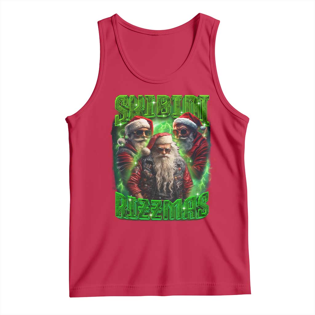 Funny Xmas Tank Top Skibidi Rizzmas Cool Santa Rizz TS09 Red Print Your Wear