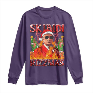 Funny Xmas Trump Long Sleeve Shirt Skibidi Rizzmas Cool Trump Rizz TS09 Purple Print Your Wear