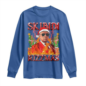 Funny Xmas Trump Long Sleeve Shirt Skibidi Rizzmas Cool Trump Rizz TS09 Royal Blue Print Your Wear