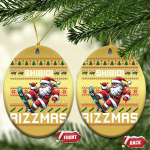 Funny Xmas Christmas Ornament Skibidi Rizzmas Cool Santa Skateboard Rizz TS09 Oval Gold Print Your Wear