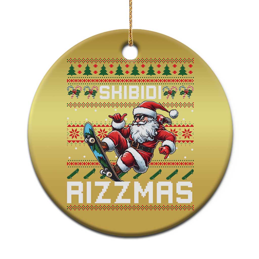 Funny Xmas Christmas Ornament Skibidi Rizzmas Cool Santa Skateboard Rizz TS09 Print Your Wear