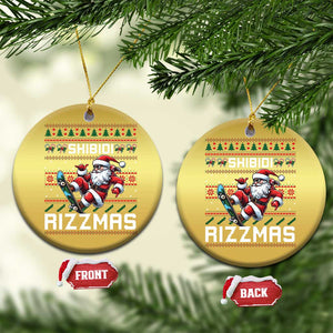 Funny Xmas Christmas Ornament Skibidi Rizzmas Cool Santa Skateboard Rizz TS09 Circle Gold Print Your Wear