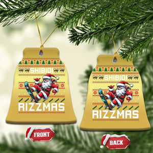 Funny Xmas Christmas Ornament Skibidi Rizzmas Cool Santa Skateboard Rizz TS09 Bell Flake Gold Print Your Wear