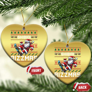 Funny Xmas Christmas Ornament Skibidi Rizzmas Cool Santa Skateboard Rizz TS09 Heart Gold Print Your Wear