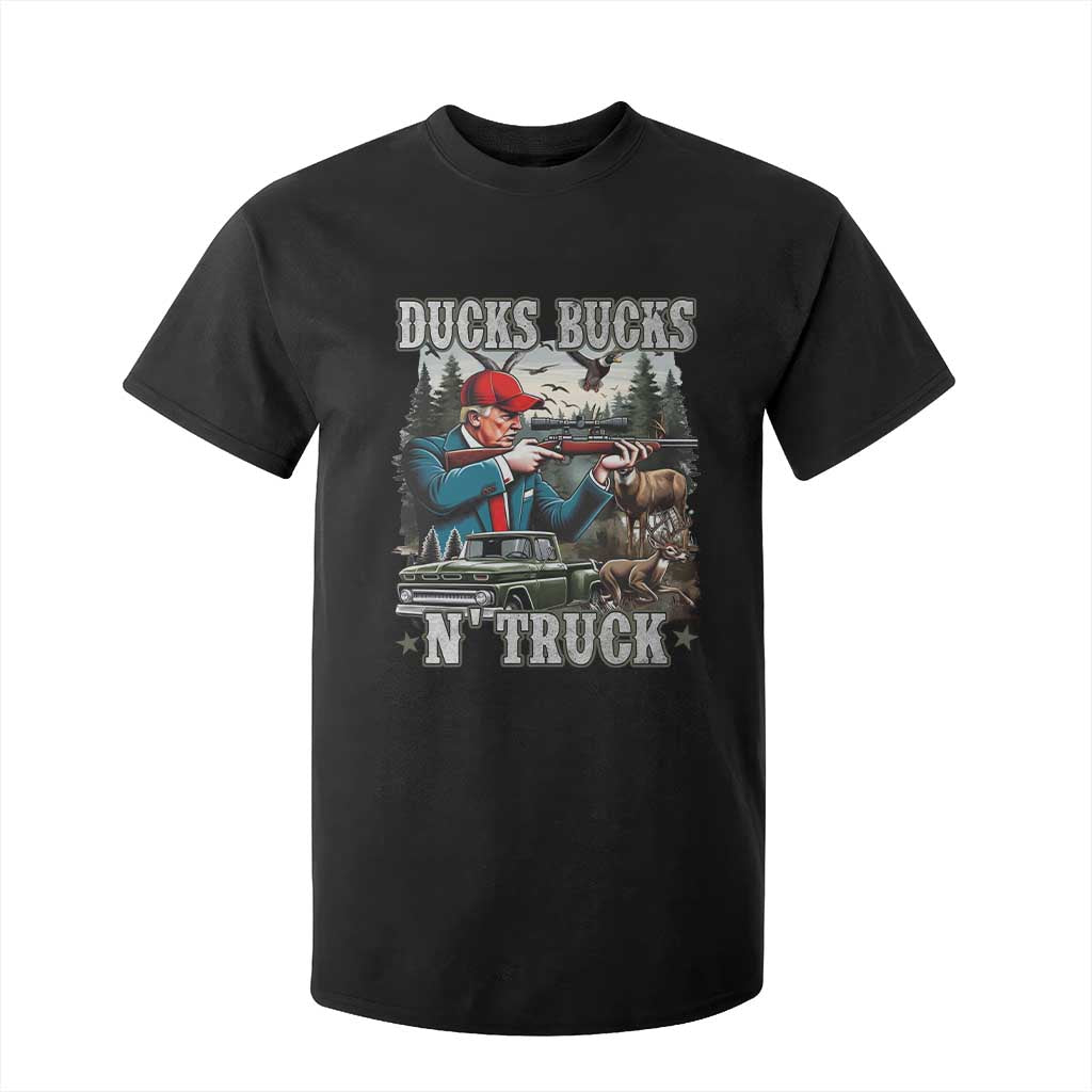 Trump Hunting T Shirt For Kid Ducks Bucks N' Truck Hunter Country Life TS09 Black Print Your Wear