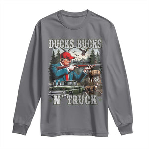 Trump Hunting Long Sleeve Shirt Ducks Bucks N' Truck Hunter Country Life TS09 Charcoal Print Your Wear