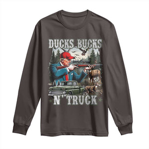 Trump Hunting Long Sleeve Shirt Ducks Bucks N' Truck Hunter Country Life TS09 Dark Chocolate Print Your Wear