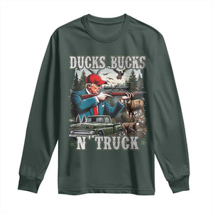 Trump Hunting Long Sleeve Shirt Ducks Bucks N' Truck Hunter Country Life TS09 Dark Forest Green Print Your Wear