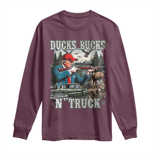 Trump Hunting Long Sleeve Shirt Ducks Bucks N' Truck Hunter Country Life TS09 Maroon Print Your Wear