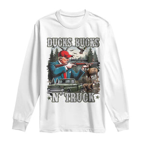 Trump Hunting Long Sleeve Shirt Ducks Bucks N' Truck Hunter Country Life TS09 White Print Your Wear