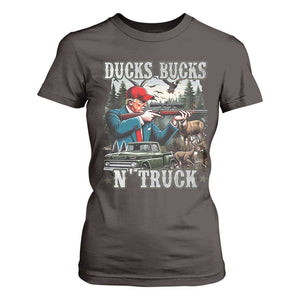 Trump Hunting T Shirt For Women Ducks Bucks N' Truck Hunter Country Life TS09 Dark Chocolate Print Your Wear