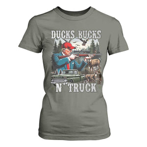 Trump Hunting T Shirt For Women Ducks Bucks N' Truck Hunter Country Life TS09 Military Green Print Your Wear