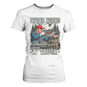 Trump Hunting T Shirt For Women Ducks Bucks N' Truck Hunter Country Life TS09 White Print Your Wear