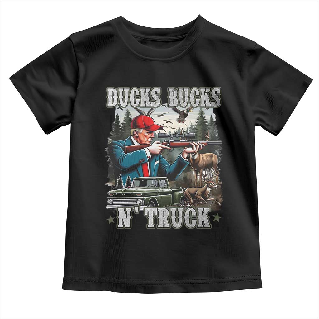 Trump Hunting Toddler T Shirt Ducks Bucks N' Truck Hunter Country Life TS09 Black Print Your Wear