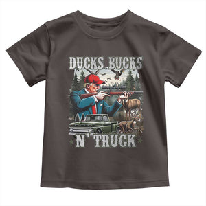 Trump Hunting Toddler T Shirt Ducks Bucks N' Truck Hunter Country Life TS09 Dark Chocolate Print Your Wear