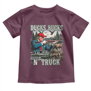 Trump Hunting Toddler T Shirt Ducks Bucks N' Truck Hunter Country Life TS09 Maroon Print Your Wear