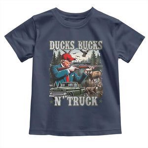 Trump Hunting Toddler T Shirt Ducks Bucks N' Truck Hunter Country Life TS09 Navy Print Your Wear