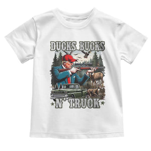 Trump Hunting Toddler T Shirt Ducks Bucks N' Truck Hunter Country Life TS09 White Print Your Wear