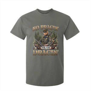 Trump Hunting T Shirt For Kid No Bragging Until Your Dragging TS09 Military Green Print Your Wear