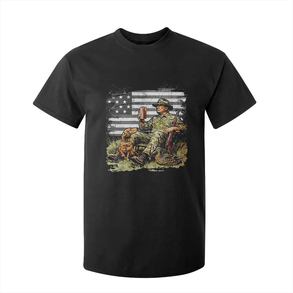 Trump Hunting T Shirt For Kid American Flag Beer Drinking Chillin TS09 Black Print Your Wear