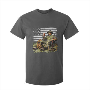 Trump Hunting T Shirt For Kid American Flag Beer Drinking Chillin TS09 Dark Heather Print Your Wear