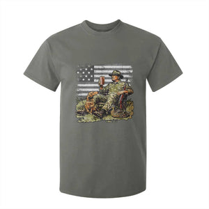 Trump Hunting T Shirt For Kid American Flag Beer Drinking Chillin TS09 Military Green Print Your Wear