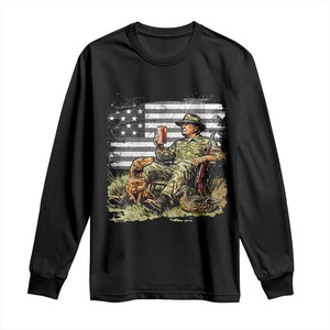 Trump Hunting Long Sleeve Shirt American Flag Beer Drinking Chillin TS09 Black Print Your Wear