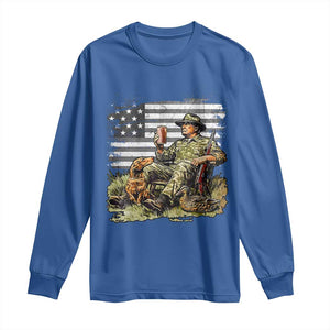 Trump Hunting Long Sleeve Shirt American Flag Beer Drinking Chillin TS09 Royal Blue Print Your Wear