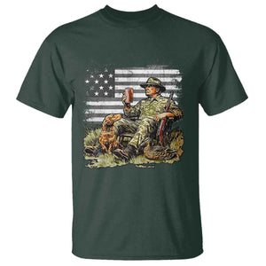 Trump Hunting T Shirt American Flag Beer Drinking Chillin TS09 Dark Forest Green Print Your Wear