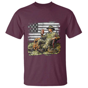 Trump Hunting T Shirt American Flag Beer Drinking Chillin TS09 Maroon Print Your Wear