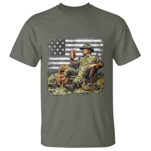 Trump Hunting T Shirt American Flag Beer Drinking Chillin TS09 Military Green Print Your Wear