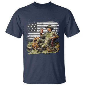 Trump Hunting T Shirt American Flag Beer Drinking Chillin TS09 Navy Print Your Wear